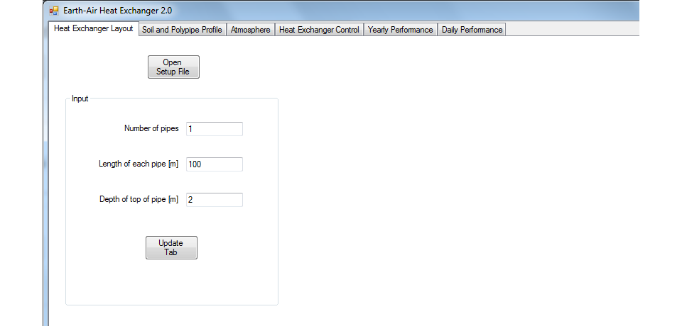 Heat Exchanger Layout tab