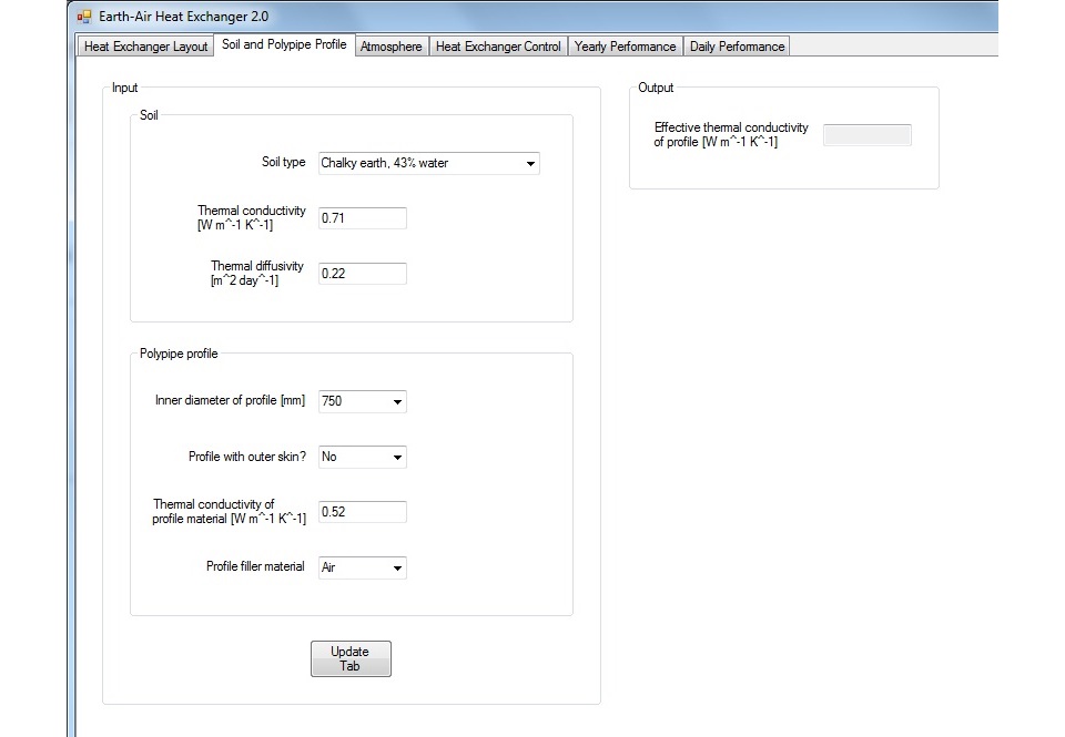 Soil and Polypipe Profile tab
