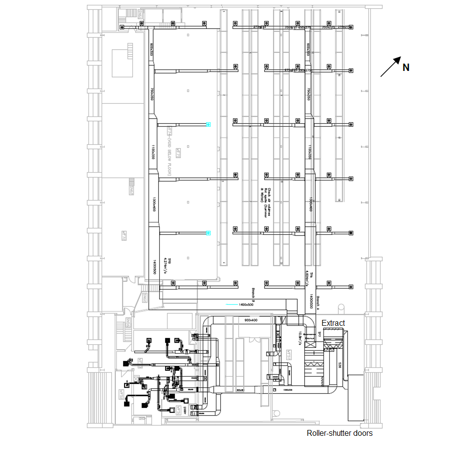 Plan of the raw materials warehouse