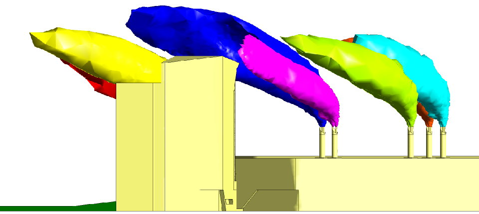 Isosurfaces. Wind from NNE at 0.5 m s<sup>−1</sup>